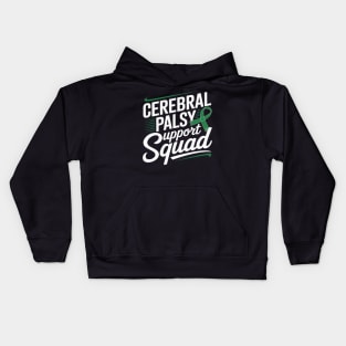 Kids Cerebral Palsy CP Awareness Support Squad Green Ribbon Kids Hoodie